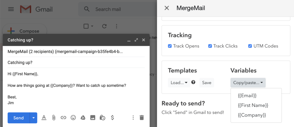 how to send merge mail in gmail