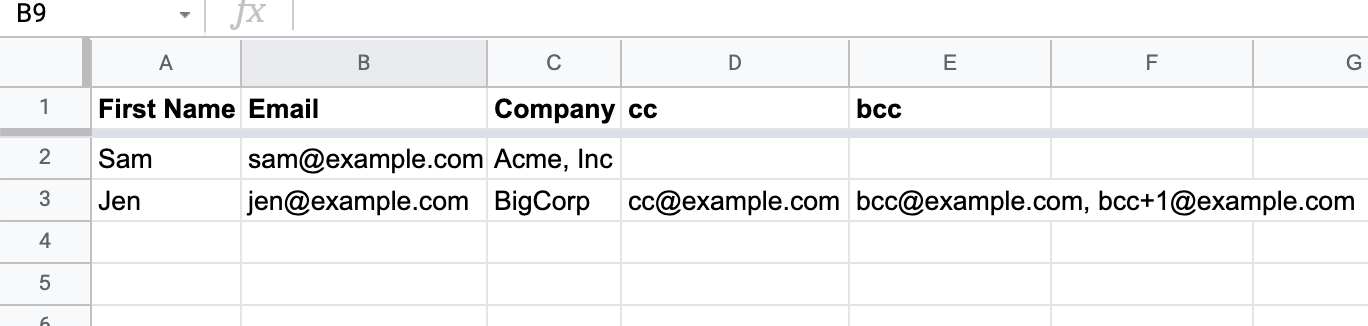 how to cc and bcc in mail merge